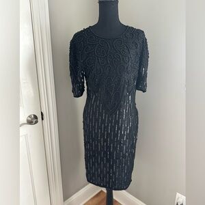 Elegant Black Beaded Dress